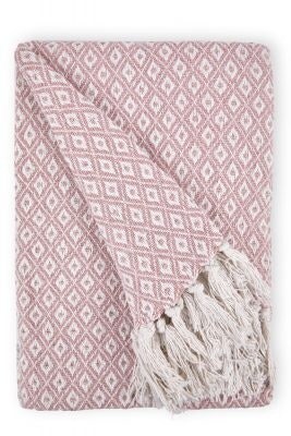 "Stockholm Collection Recycled Cotton Throw in Blush Pink (90"" x 100"") Pink Pink"