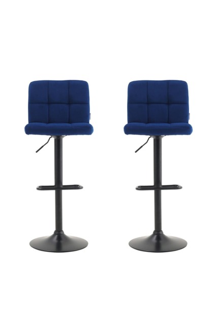 Living and Home Velvet Upholstery Bar Stools with Low Backrest x2