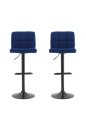 Living and Home Velvet Upholstery Bar Stools with Low Backrest x2