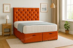 End Opening Ottoman Divan Bed Set Orange Naples 6ft Super king