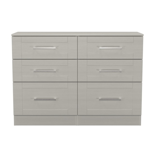 Ripon 6 Drawer Wide Chest of Drawers in Grey Ash (Ready Assembled) Grey Grey Ash
