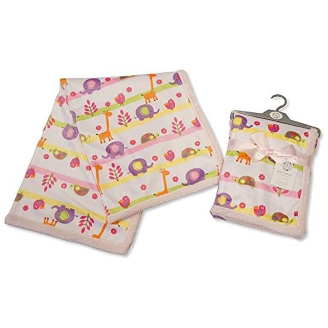 KAV Soft Fleece Baby Blanket-Luxury Unisex Cute Animal Print Gift Set for Newborn Babies, Girl/Boy, Infant - Pink and Multi Colour