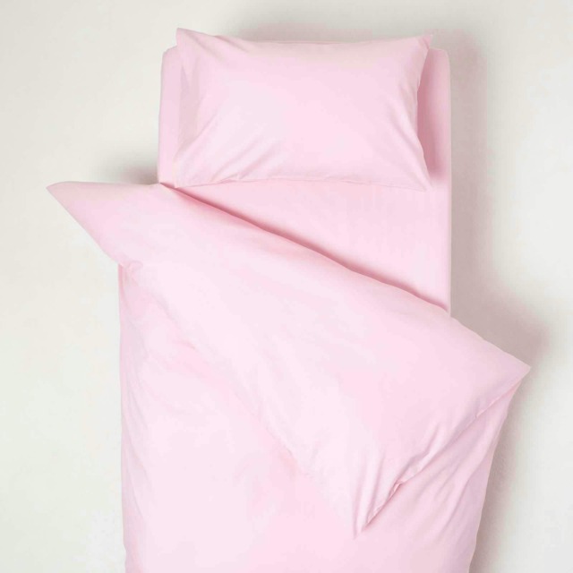Homescapes Pink Cotton Cot Bed Duvet Cover Set - 200 Thread Count