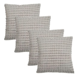 OHS 4 x Bobble Tufted Textured Cushion Covers, 45x45cm - Grey Grey 45x45cm 4