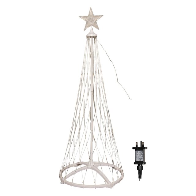 2.5m Light up Christmas Cone Tree with 320 White LEDs and Timer Function