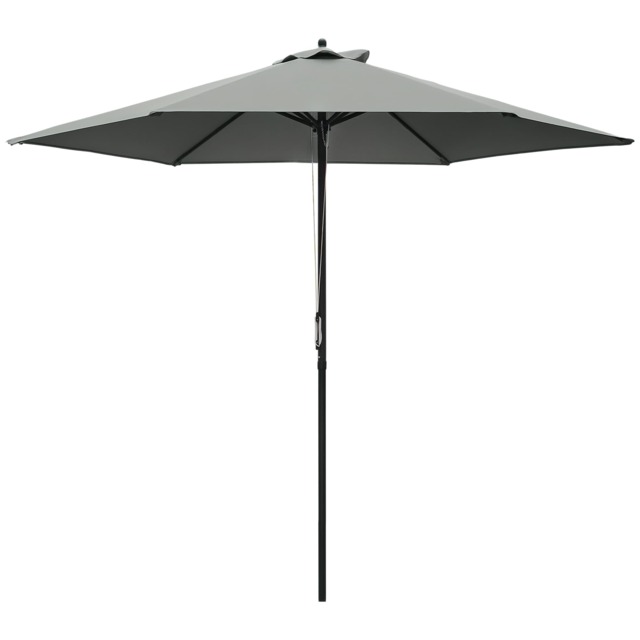 Outsunny 2.8m Garden Parasol Umbrella, Round Outdoor Market Table Umbrella Sun Shade Canopy, Dark Grey