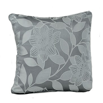 Soft Luxury Jacquard Floral Cushion - 43cm x 43cm Grey Silver