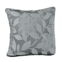 Soft Luxury Jacquard Floral Cushion - 43cm x 43cm Grey Silver