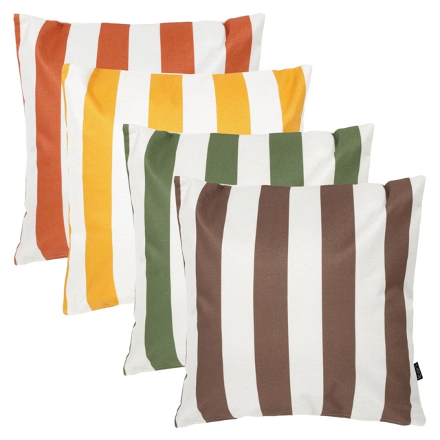 4PK Cushion Deck Stripe, x1 Yellow, x1, Olive, x1 Chocolate, x1 Terracotta