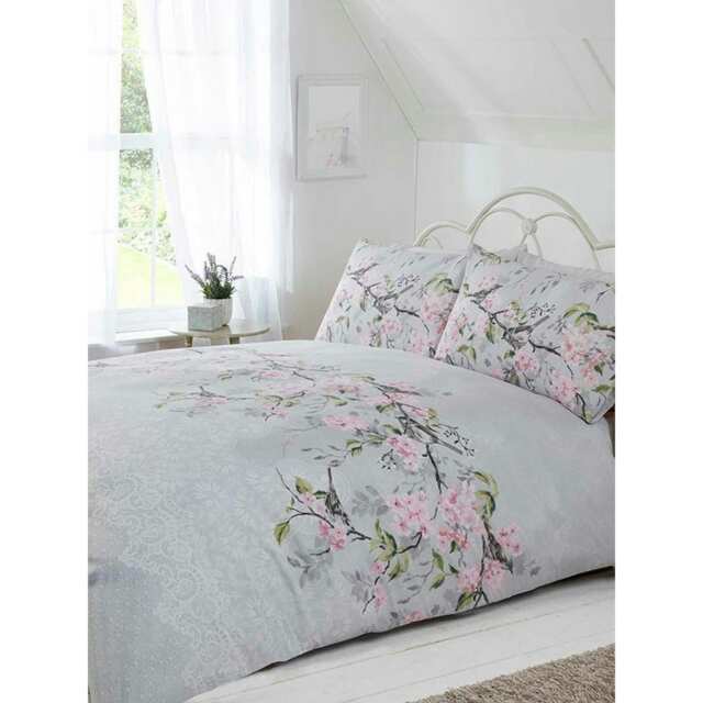 Rapport Eloise Floral Duvet Cover Set - Grey - Double Grey Double