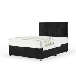 Majestic 1000 Pocket Sprung Black Naples Velvet Divan Set And Valencia Headboard King Size