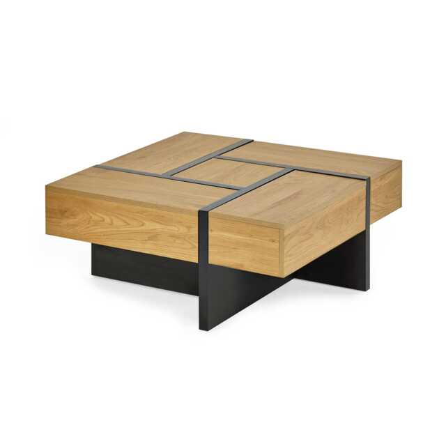 Aspen 80cm Square Storage Coffee Table in Light Oak Effect