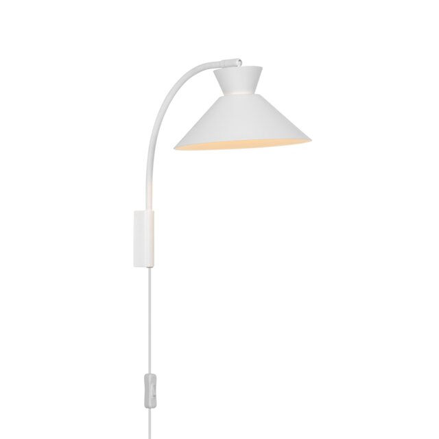 Nordlux Dial Indoor Wall Light White Metal Sensor E27 Retro - Plug In or Mains Powered , IP20 White White