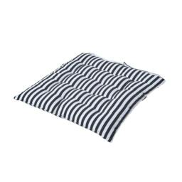 Homescapes Black and White Stripe Seat Pad with Straps Cotton - 40 x 40 cm Black 40 x 40 cm 1