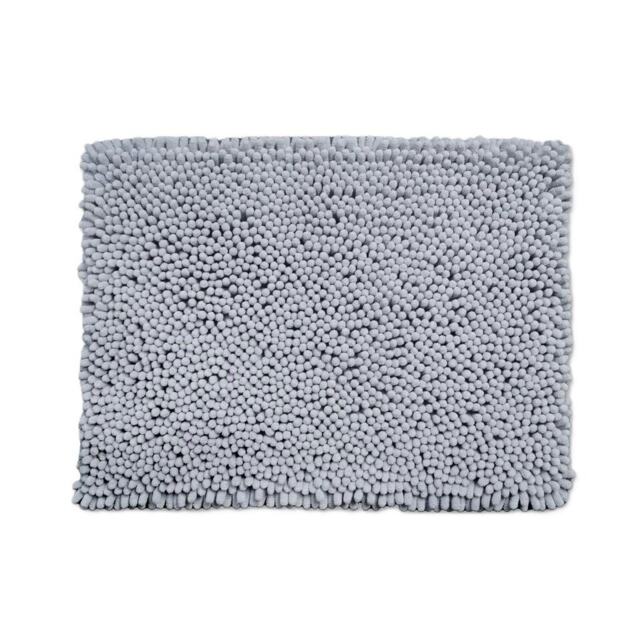 Jumbo Chenille Bobble Bath Mat Non Slip Silver Dove Grey