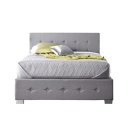 Side Opening Ottoman Storage in Grey Linen, Double