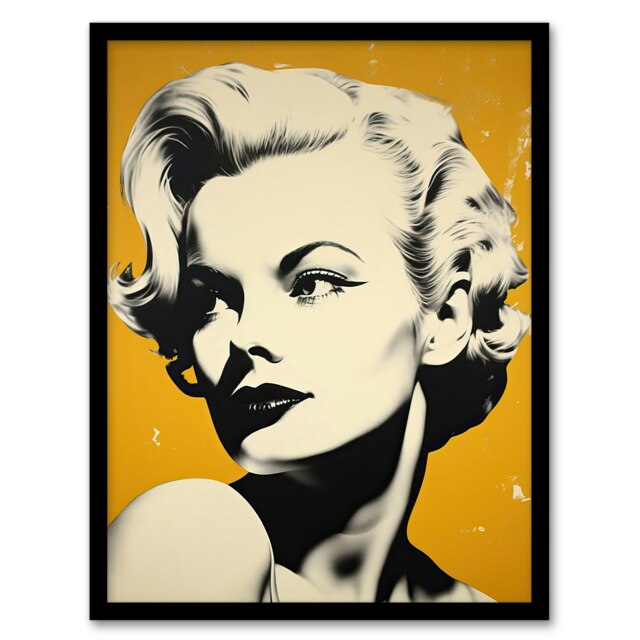 Blonde On Mustard Stylish Modern White Photo Black Framed Wall Art Print A4