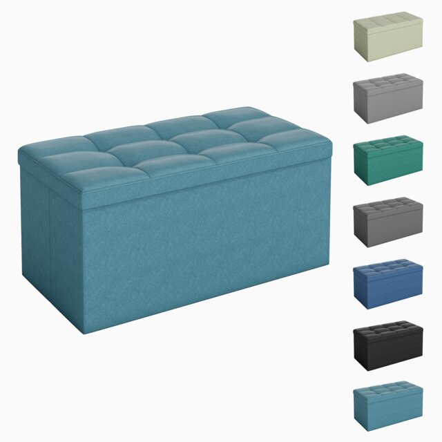 76cm Rectangular Ottoman Foldable Storage Bench Upholstered Foot Rest
