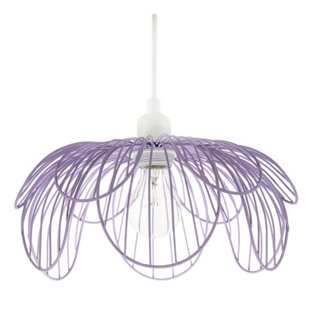 Mate Lilac Metal Wire Overlapping Petal Ceiling Pendant Light Shade Purple Lilac 1