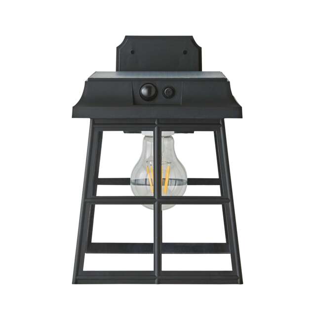 ValueLights LED Matte Black Lantern Style Solar Panel Wall Light Black