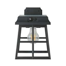 ValueLights LED Matte Black Lantern Style Solar Panel Wall Light Black