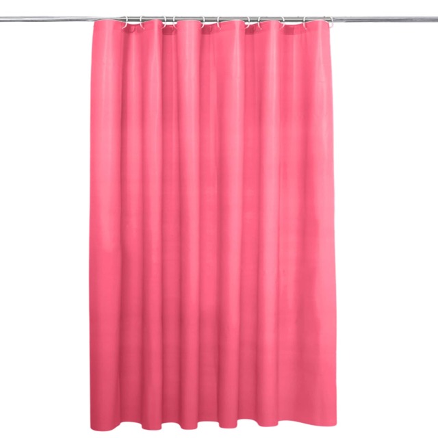 Hot Pink Mould & Mildew Resistant Shower Curtain with 12 Hooks - 180x180cm