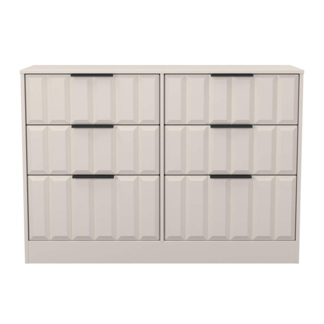 Seattle 6 Drawer Wide Chest of Drawers in Kashmir Matt (Ready Assembled) Cream Kashmir Matt
