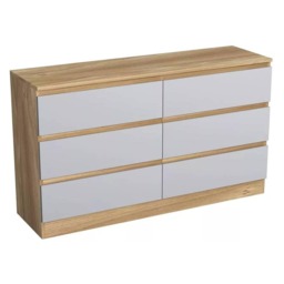 Minimalist Chest of 6 Drawers - 68.6x120x35cm Brown Oak & Grey 1