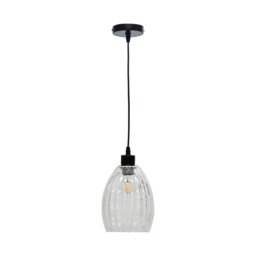 Birch - Clear Fluted Glass with Black Pendant Fitting Clear Clear 1
