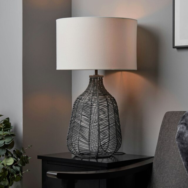 BHS Leo Table Lamp, Grey