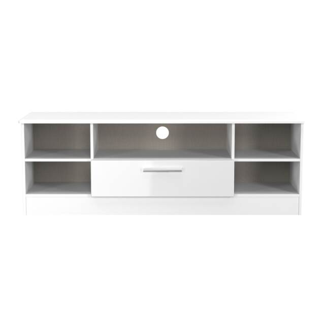 Windsor Wide 1 Drawer TV & Media Unit in White Gloss & White Matt (Ready Assembled) White White Gloss & White Matt