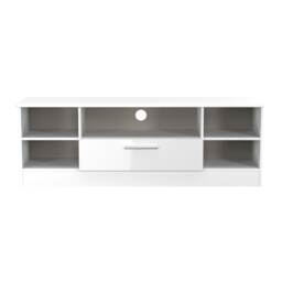Windsor Wide 1 Drawer TV & Media Unit in White Gloss & White Matt (Ready Assembled) White White Gloss & White Matt