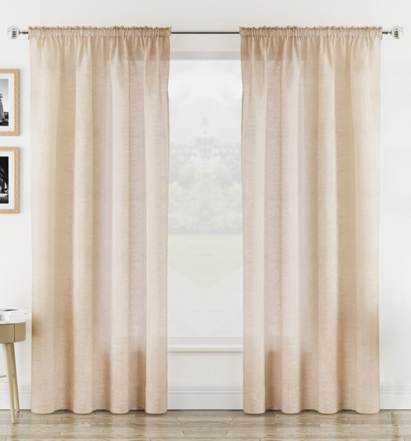"Rhodes Natural Linen-Look Sheer Voile Panels – Pair 140 x 137cm (55x54"")"