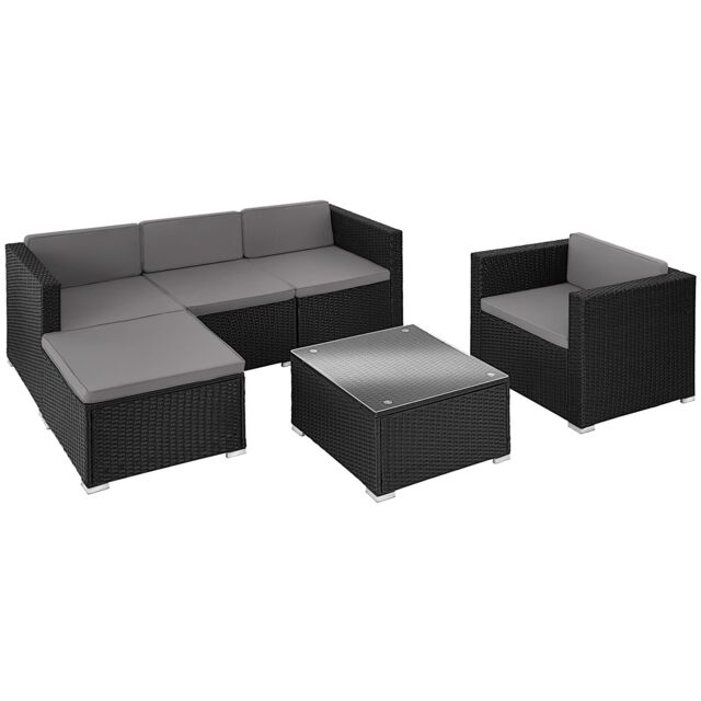 Garden Furniture Set Lignano - modular sofa with armchair, stool, coffee table Black black 179 x 150 x 65 cm 1