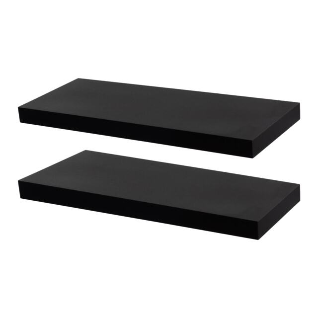 Harbour Housewares 60cm Floating Wall Shelf - Photo Gallery Bookshelf Wall Shelves for Storage & Display Black Black 2
