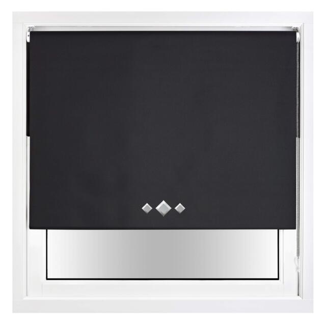 Blackout Roller Blind Diamond Eyelet Metal Fittings Black Black