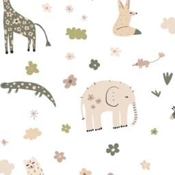 Animal Kingdom Wallpaper in Pale Pastels Cream Pale Pastels