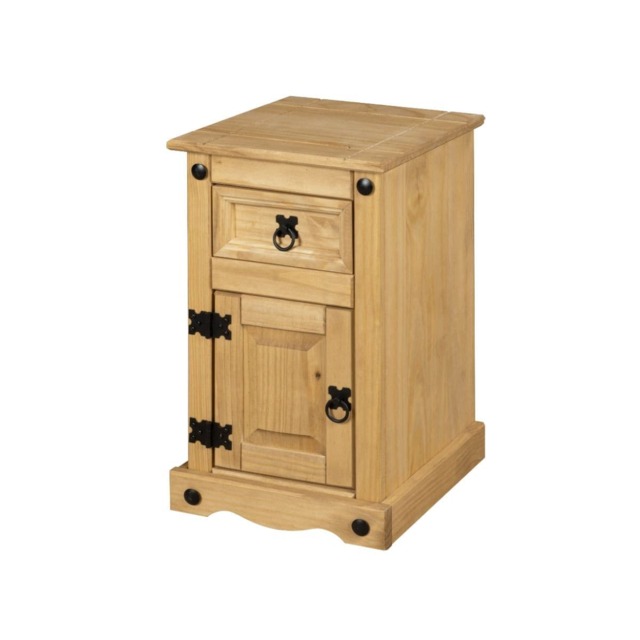 Corona Pine Bedside Cabinet 1 Drawer 1 Door Side Table Nightstand