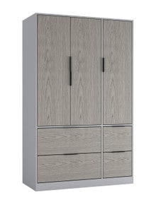 FUJI 3 Door 4 Drawer Wardrobe Grey Grey & Cedar Grey 117 x 55 x 8.5 1