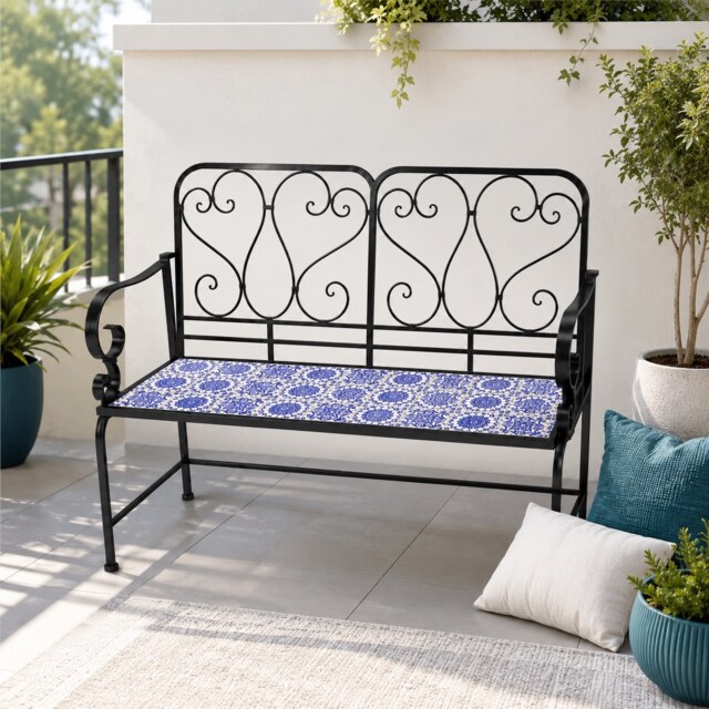 Leaf Mosaic 2 Seater Garden Bench - Outdoor Patio Seat