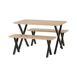 Buxton Indoor Dining Bench Set - Light Oak - Black