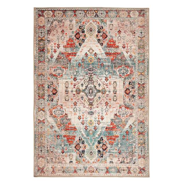 Beige Grey Distressed Vintage Washable Living Room Area Rug-120x170cm Cream