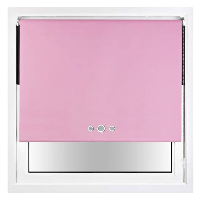FURNISHED Blackout Roller Blind with Triple Eyelets & Metal Fittings Pink Pink (W) 180cm x (L) 165cm