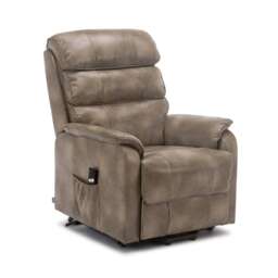 Buckingham Single Motor Electric Rise Recliner Bonded Leather Chair (Stone)
