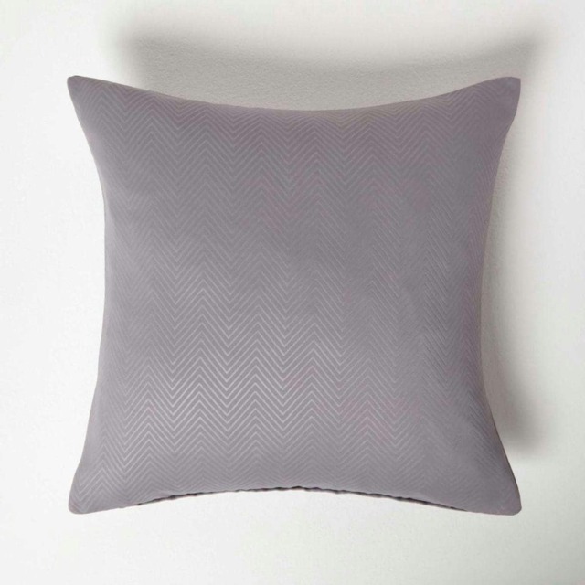 Homescapes Grey Herringbone Chevron Cushion Cover - 45 x 45 cm Grey Grey 45 x 45 cm