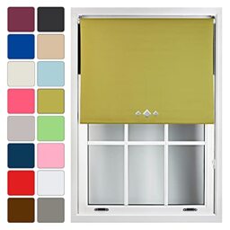 FURNISHED Blackout Roller Blinds with Triple Diamond Eyelets Cut to Size Easy Fit Window Shade - (W)90cm x (L)165cm Green Green (W) 90cm x (L) 165cm