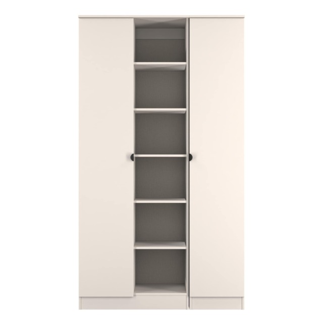 Norway Tall Triple 2 Door Open Shelf Wardrobe in Kashmir (Ready Assembled) Cream Kashmir
