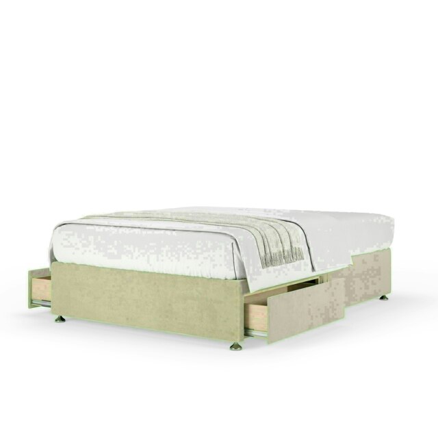 Cream Naples Velvet 2 Drawer Divan Base Super King