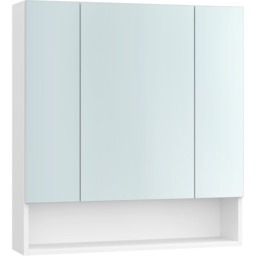 Wall-Mounted Bathroom Mirror Cabinet with Open Compartment and Adjustable Shelves, Cloud White