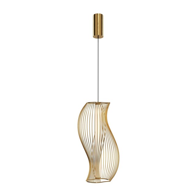Shadows Of The Past Modern Wire Frame Pendant Ceiling Light Brass 3000K 1400lm White Shade
